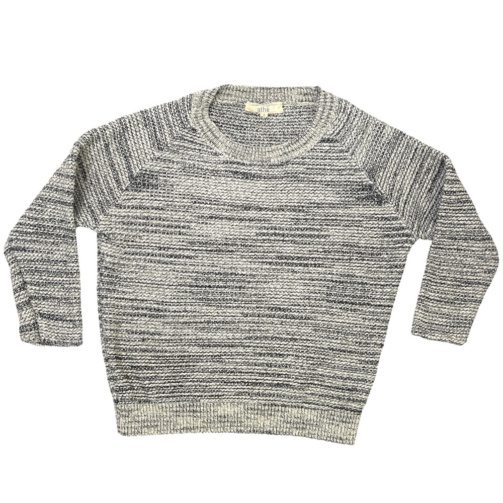 Vanessa Bruno Athe Gray Sweater Cotton Chunky Knit Marled Fishermancore SZ 6